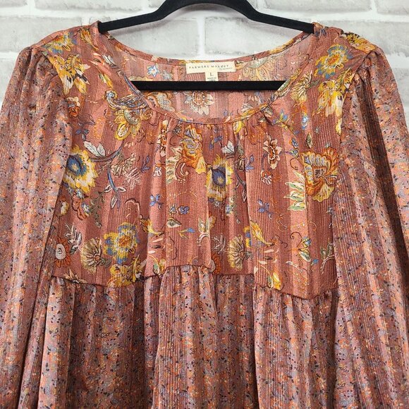 Farmers Market Floral Peasant Top Boho NWT NEVER WORN - Picture 3 of 10